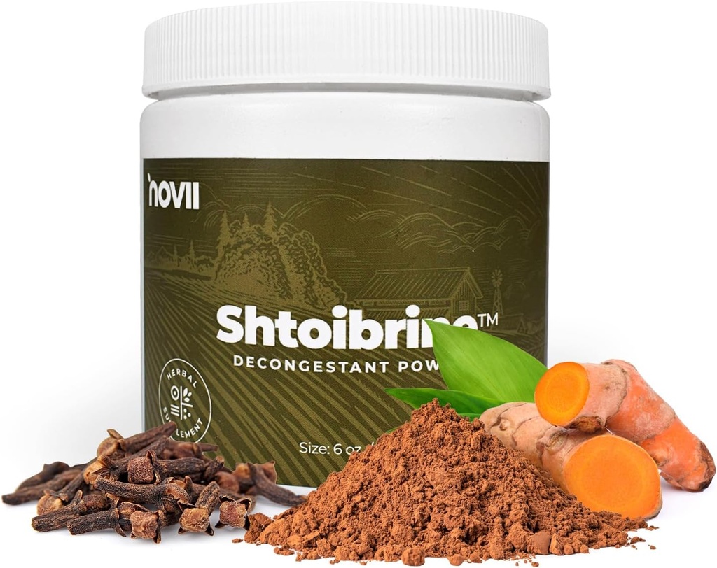 Novii Shtoibrine Decongestant Powder for Sinus Relief - 100% Natural Herbal Sinus Decongestant - Oral Natural Remed for Ummistus & Mucus Relief - Kosher Certified Chest Decongestant - 6oz
