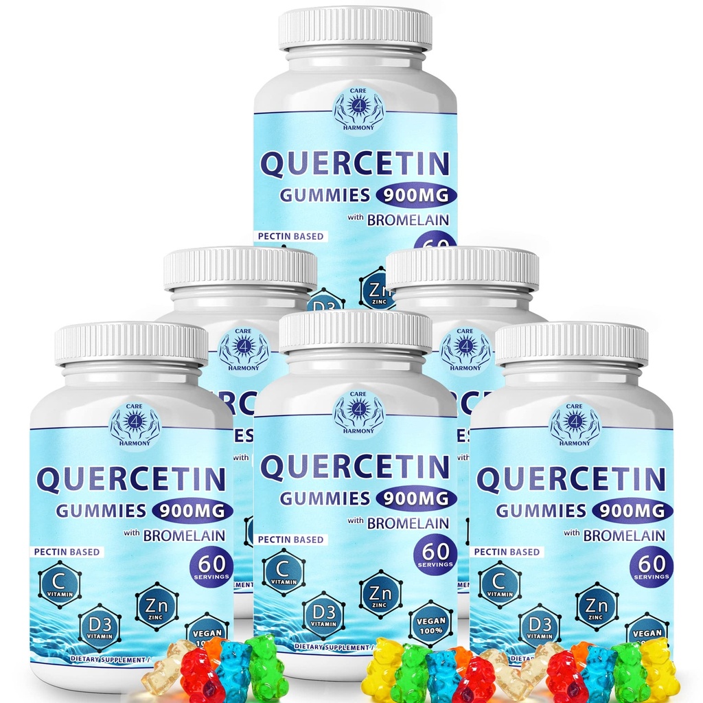 Quercetin Gummies - Quercetin koos Bromelain Vitamiin C + tsink Vitamiin D3 - näritav Quercetin 900 mg toidulisandeid - Quercetin lastele ja täiskasvanutele (6)