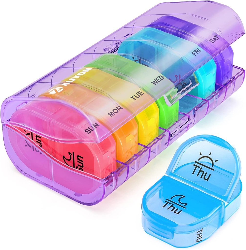 AUVON Pill Box 2 korda päevas, iganädalane Pill Korraldaja AM PM 7 päevane taskujuhtum hoida vitamiini, meditsiini, ravimeid ja täiendada