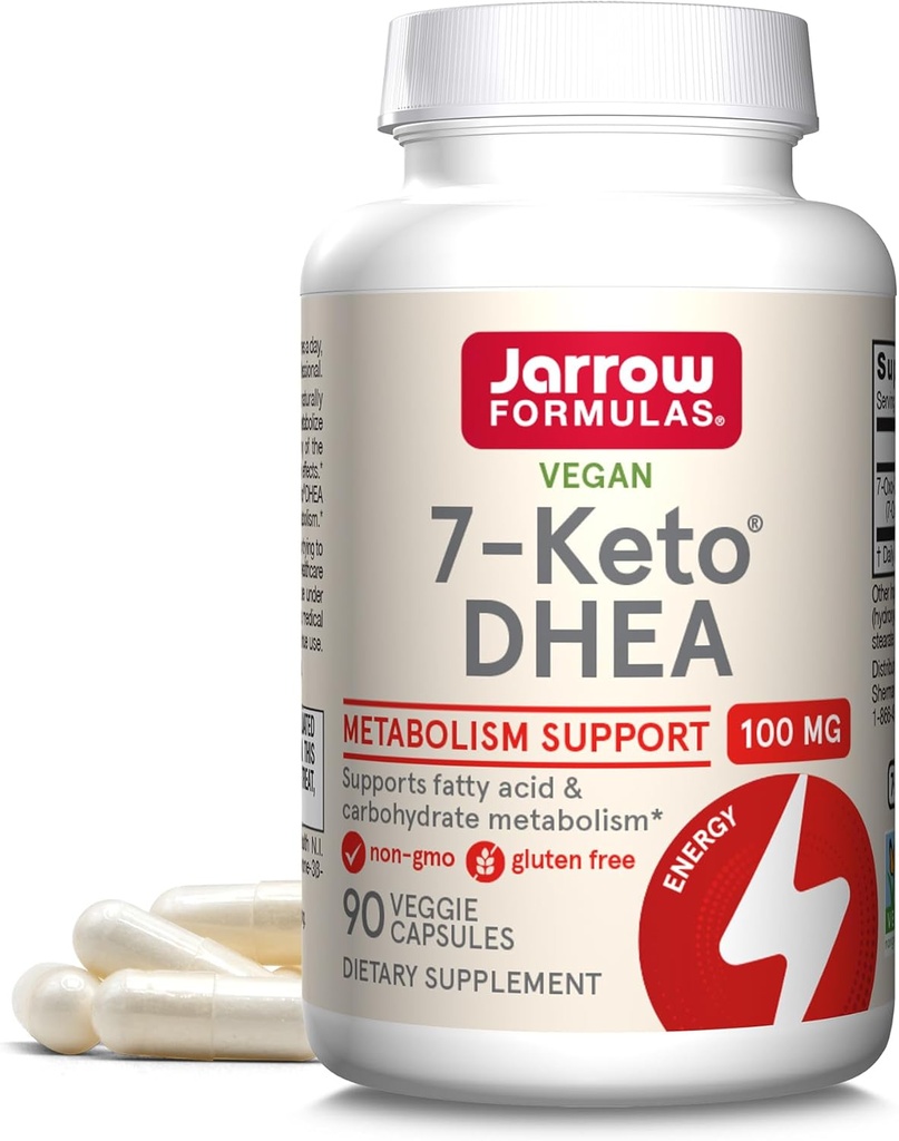 Jarrow Formulas 7- Keto DHEA 100 mg - kuni 90 Servings (Veggie Caps) Dietary Supplement - Süsivesikud Metabolism Support - Non-GMO - Gluteenivaba - Vegan