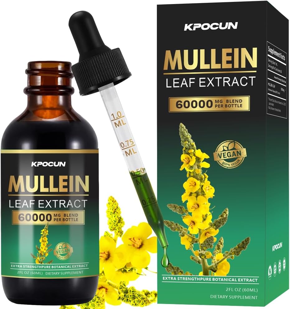 Mullein tilgad kopsudele - Lung Cleanse - Leaf Extract - Taimsed toidulisandid - võimas Mullein immuunsuse toetamiseks, Detox & hingamisteede toetamiseks - 2 fl oz