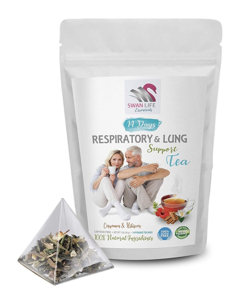 Piparmünditee - RESPIRATORY JA LUNG SUPPORT TEA 14 Days - astragalus membranaceus root, kaneel, Hibiscus, vahukommi juur, mahetaimetee, kopsu tugitaimed, immuuntee - 1Pack 14 kotid