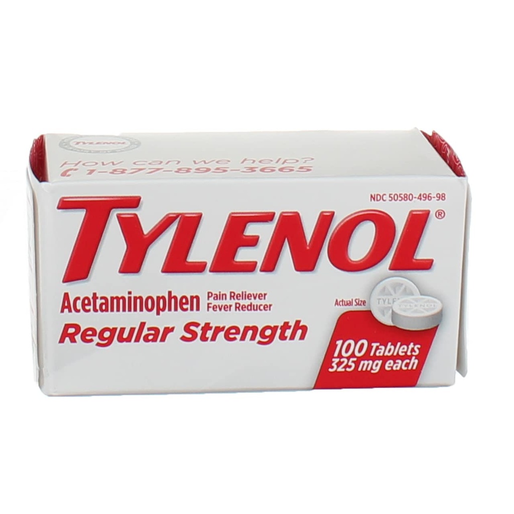 Tylenol Reg Strngth 100'S Suurus 100ct Tylenol 325 Mg Regulaarne Tugevusvalu Reliever