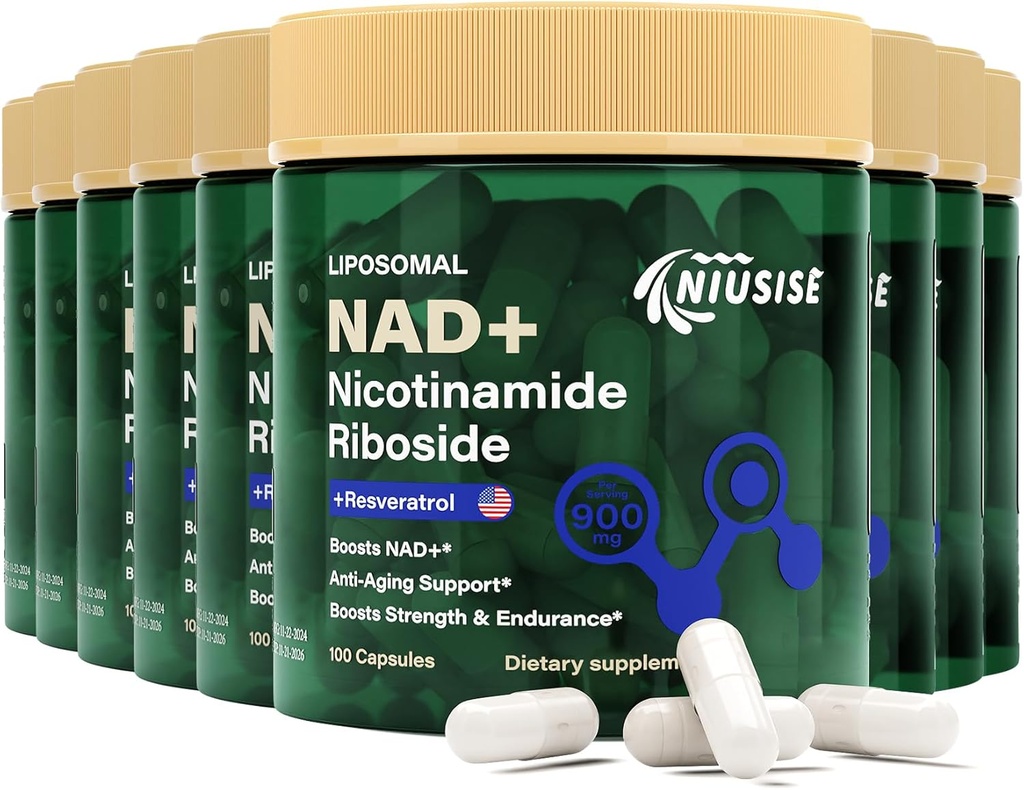 NAD Supplement, NAD Nicotinamide Riboside 900 Mg meestele ja naistele, Liposomal NAD + Täiendus koos nikotiinamiid Ribosiidiga , Resveratrool & Quercetin , Energia , Boost NAD+ , 900 kapsliga