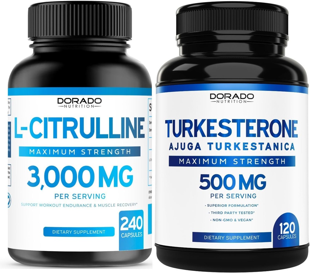 L Citrulline Supplement (240 Count) L Arginine & Lämmastikoksiid - vastupidavus, vastupidavus, jõudlus treeningu ja Turkesteroon (120 Count) Sportlik sooritus ja lihasmassi toetus - Vegan & USA Made