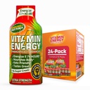 Vitamiinenergia Immuunsus + ekstra tugevus Energia Shot Fruit Punch 24 Pack, 260mg looduslik kofeiin, B-vitamiinid, tsitikoliin, roheline tee, immuunsuse ja fookuse toetus, null suhkur, gluteenivaba 1,93 fl oz
