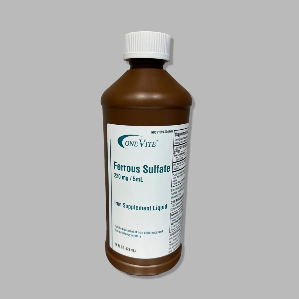 Raudsulfaat 220mg/5ml | Raudlisandi vedelik, 16 Fl Oz (pakk 1)