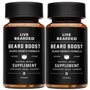 Live Bearded Beard Boost - Habemekasvu vitamiinid meestele, kellel on biotiin, kollageen, räni, Fo-Ti juur - näo juuste kasv meestele, valmistatud USAs | 60-päevane pakkumine