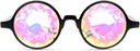 GloFX Black Kaleidoscope Prillid | Plastraamiga Difraktsioonklaasid Klaaskristallläätsedega | 3D Prism Vikerkaareefekt | Suur EDM, kontsert ja Rave aksessuaar