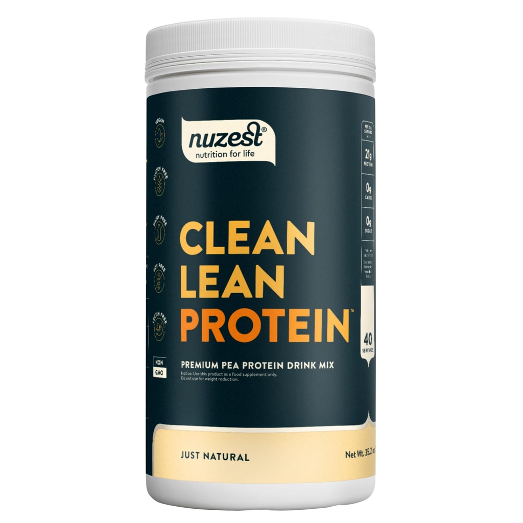 Nuzest - hernevalgu pulber - puhas Lean Protein, Premium Vegan Taimepõhine Valk Pulber, Piimavaba, Gluteenivaba, GMO-vaba, Valgu raputamine, Just Natural (UNFLAVORED), 40 Servings, 2,2 lb