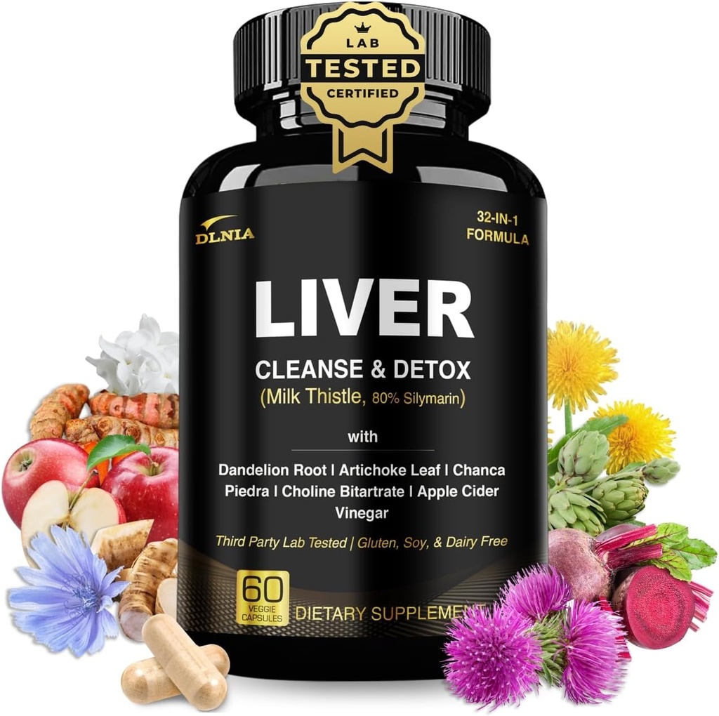 32 in 1 Maksa puhastamine Detox & remont valem Apple Siidri äädika, piimaohakalisandi, artišoki, Dandelioni juurelisandiga - mitte-GMO & Vegan Taimse Maksa tugi & remont