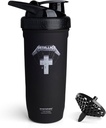 Smartshake Rockband Reforce Stainless Steel Protein Shaker Pudel 900 ml | 30oz - Leakproof Screw-on Lid - BPA Free - Unisex - Metallica, Master of Puppets Logo pudelil