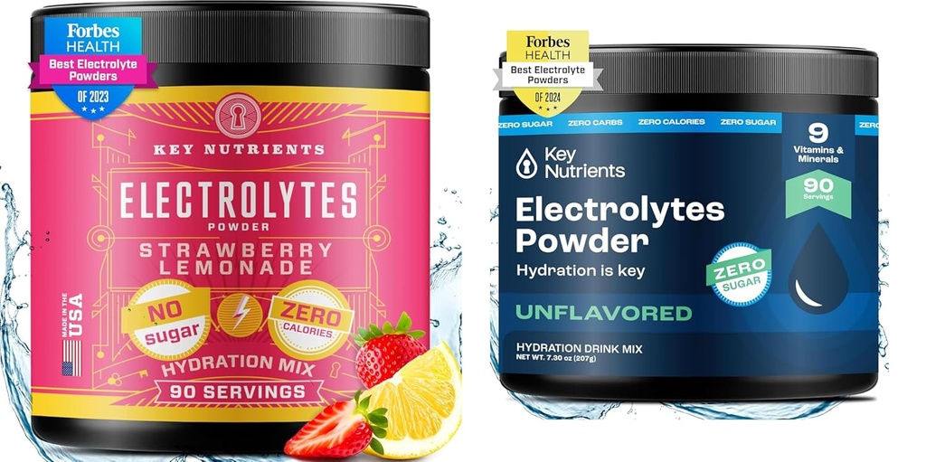 PÕHITOITAINED Elektrolüüdid Powder Bundle – Juicy Maasikas Lemonaad & Maitsestamata Elektrolüütide Pulbrid (iga 90 Servings) – Suhkruvaba, Keto-sõbralik Hüdreerimispulber energia, taastamise ja vastupidavuse jaoks