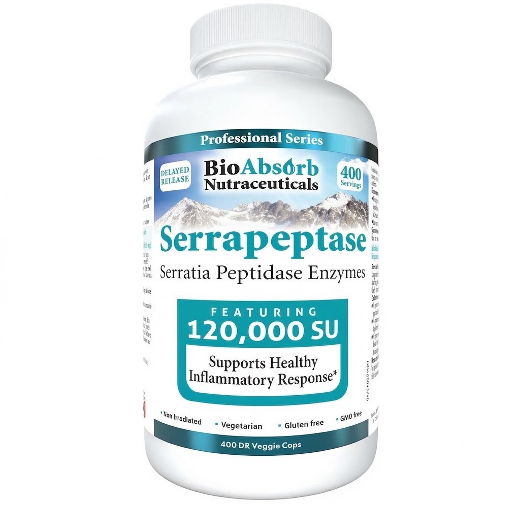 BioAbsorb Serrapeptase Supplement 120000 SPU, kõrge potentsi, hilinenud vabanemine