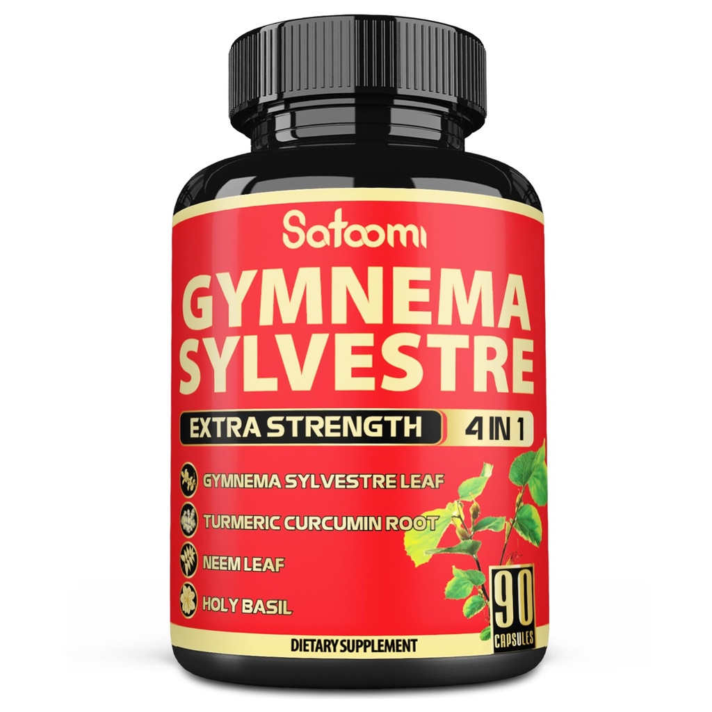 Satoomi Pure Gymnema Sylvestre Kapslid Ekstrakt - 90 kapslit 3-kuule - koos Neem Leaf, Püha basiilik & Kurkumiini Juurega