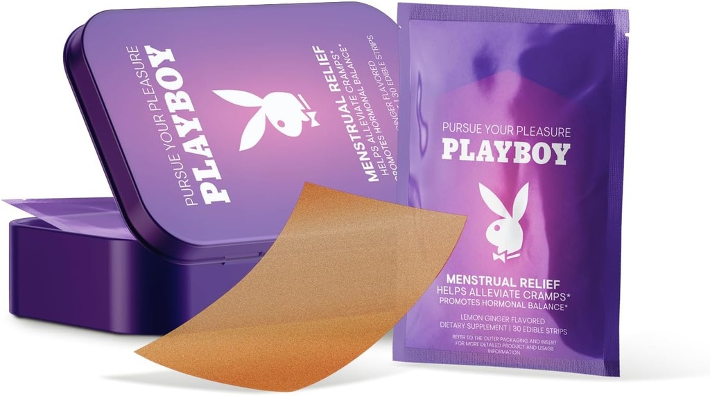 AVID Playboy - menstruaalrelief PMS suulise ribad (30 söödavad ribad) Kiire lahustamine PMS Cramp Relief & Hormonal Balance Strips naistele - Sidrun Ginger Maitsestatud Multi-Benefit PMS Täiendus naistele