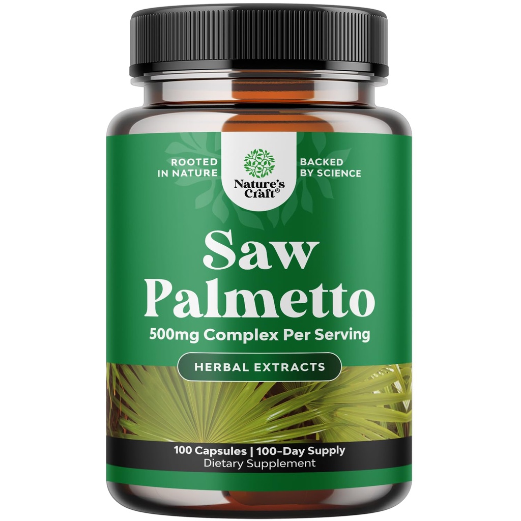 Extra Tugevus Saw Palmetto ekstrakt - Advanced Taimne Kompleks juuste tervise ja kuseteede toetust Taimede Sterols & Flavonoidid - Potent Taimne täiendus 500mg Serving - 100 kapslit