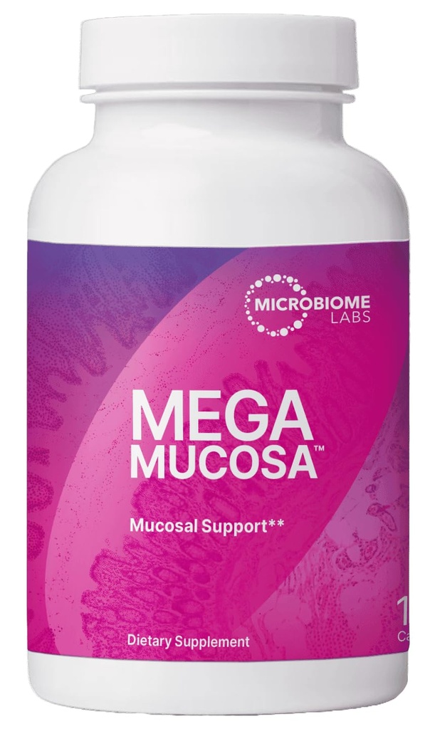 Microbiome Labs MegaMucosa - Aminohapete lisamine piimavabadele immunoglobuliinidele - soolestiku tervis + immuunsuse tugi naistele ja meestele - täieliku limaskestade toetamiseks (180 kapslit)