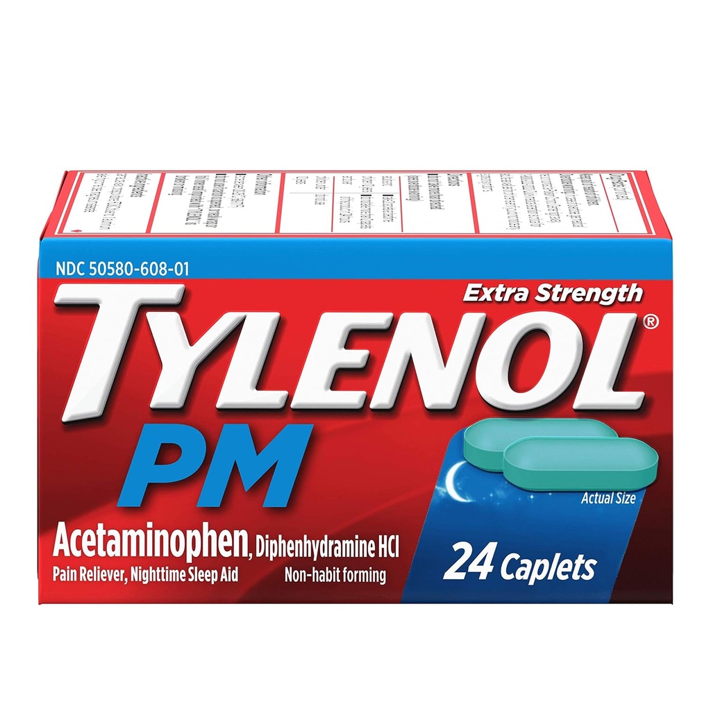 Tylenol- PM, ekstra tugevuse Caplets, 24 krahv