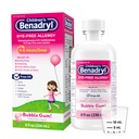 Benadryl Laste värvivaba allergia Relief Vedelik, Allergia Meditsiin lastele, 12,5 mg Difenhüdramiin HCl Antihistamiin, Relieves Runny Nina & Aevastamine, Paraben-Free, Bubble Gum Flavor, 8 fl.