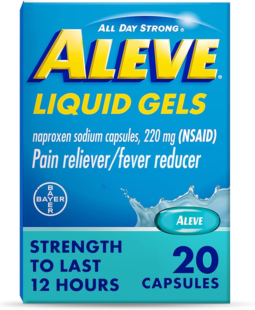 Aleve Pain Reliever & Palavik Vähendaja Vedelikgeelid, Naproxen Naatrium, Valu leevendamine, 20 Count