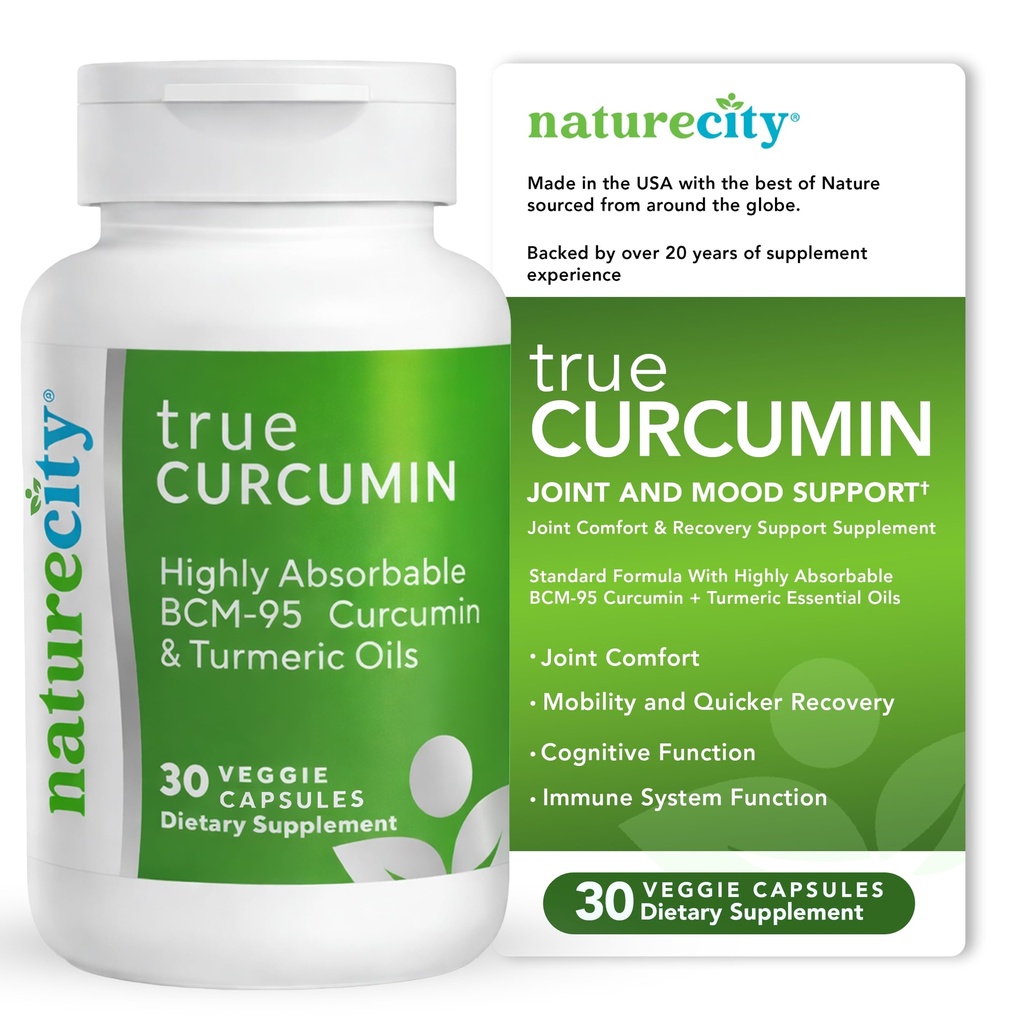 NatureCity True-Curcumin Turmeric Supplement | Non-GMO Tumeric and Curcumin 500mg Curcuma kapslid Vitamiinilisandid | Kuni 700% Imendumise suurenemine (30 päeva pakkumine) | Toetab liigeseid