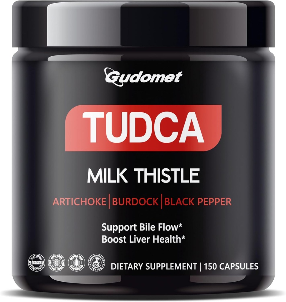 Premium TUDCA piimaohaka, artišoki, Burdock & Black Pepperiga - toetab sapivoolu ja maksa tervist - 150 kapslit - valmistatud USA-s