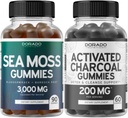 Iiri meri Moss (90 Gummies) Toores Seamoss kilpnäärme, energia ja immuunsuse toetamiseks ja aktiveeritud söe (60 kummi) Tervislik Detox & Cleanse Support - Formuleeritud orgaanilistest kookospähkli riiulitest - valmistatud USAs