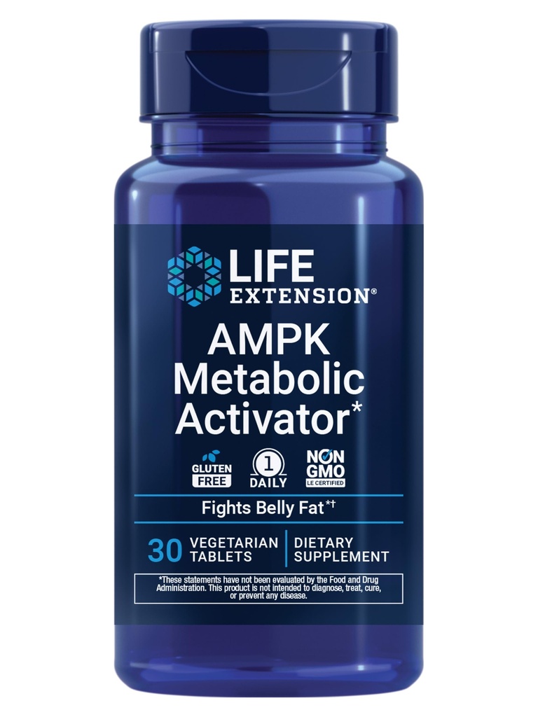 Elu pikendamine AMPK Metaboolne aktivaator *, Hesperidin, G. pentaphyllum, Võitle soovimatu kõhurasvaga, Eesmärk Üldrasv, Gluteenivaba, Taimetoitlane, 1-päevane, Mitte-GMO, 30 tabletti