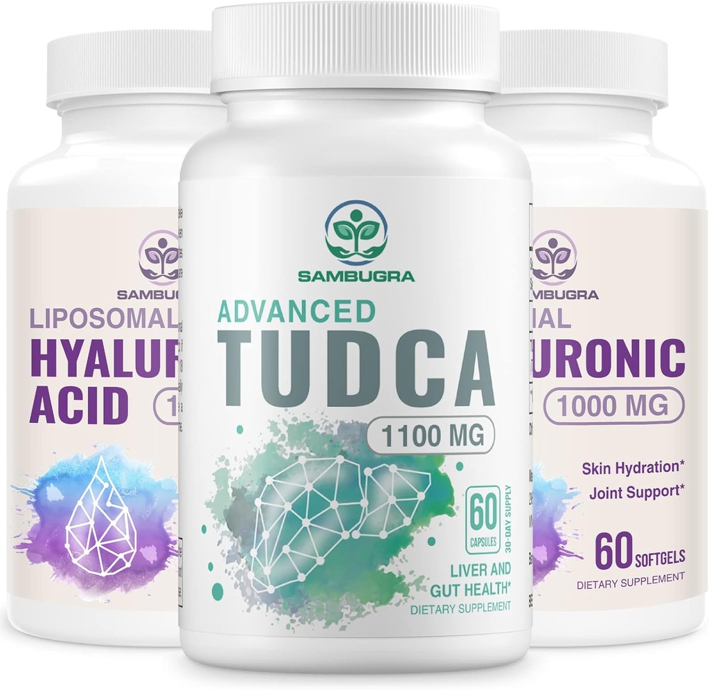 TUDCA Maksalisandid 1100mg ja liposomaalsed hüaluroonhappelisandid 1000mg, kõrge biosaadavuse täiendus (3. pakendis)
