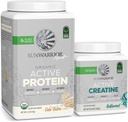 Sunwarrior Vegan Valgu Pulber USDA Orgaaniline | 20 Servings Cake Batter Maitsestatud & Kreatiin Monohüdraat Pulber | 60 Servings Unflavoured