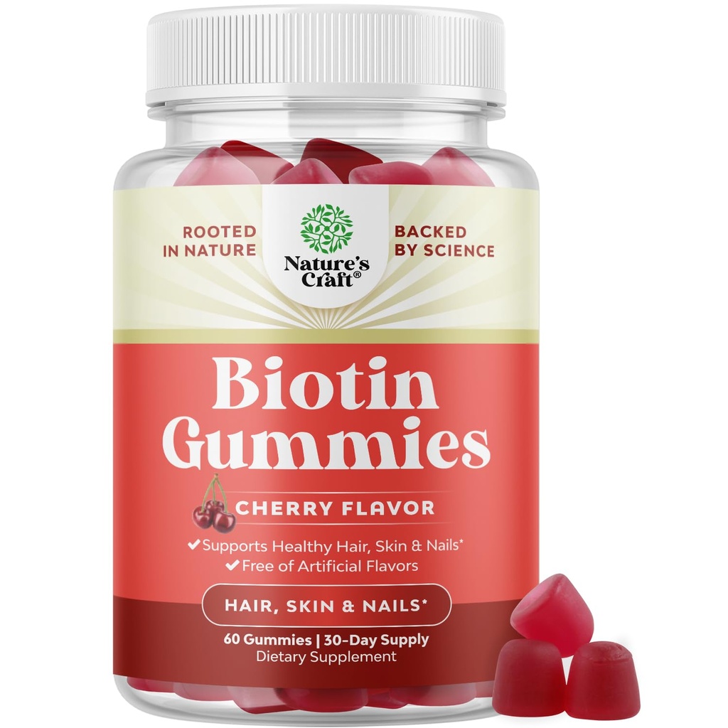 Looduslik Biotin Gummies juuste kasvu - Biotiin Vitamiinid Juuksenahk ja küüned Kummid naistele ja meestele - Kasvu Vitamiinid Naised Pantoteenhape