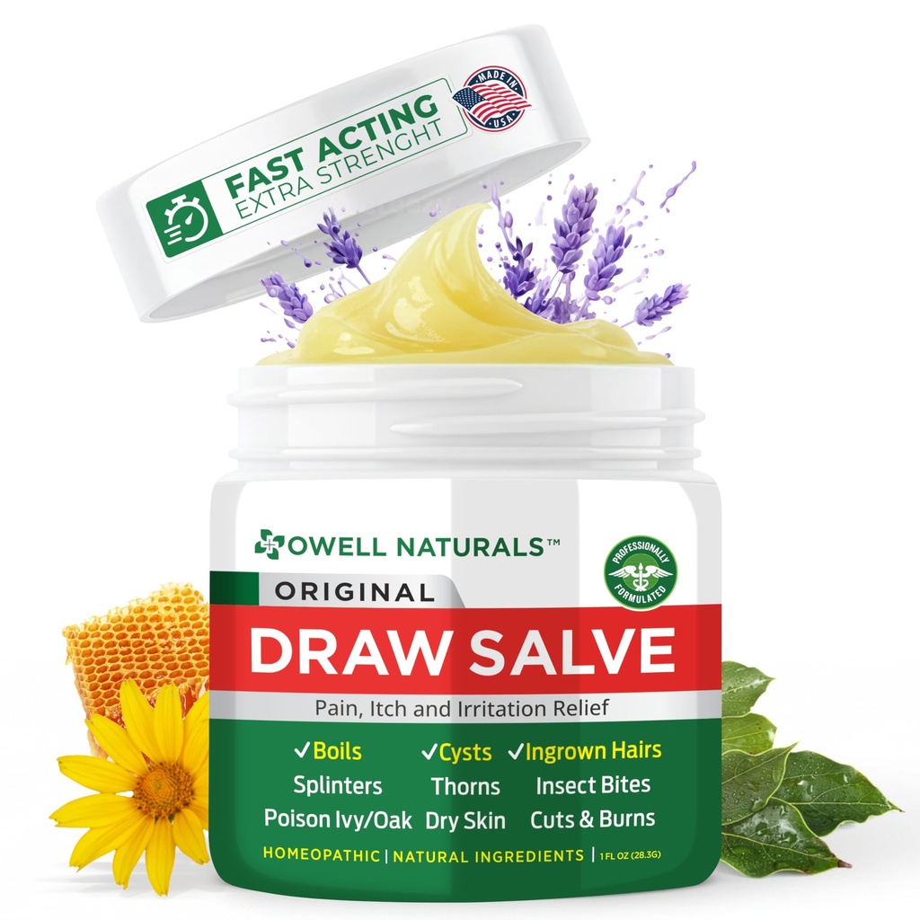 OWELL Naturals joonistamine Salve salv keetmiseks ja tsüstide eemaldamiseks, sügavad sissekasvanud juuksed, lõhenemise eemaldaja, putukate ämbliku hammustused, mesilaste nõelamine, sääse sügelus, mürk Ivy