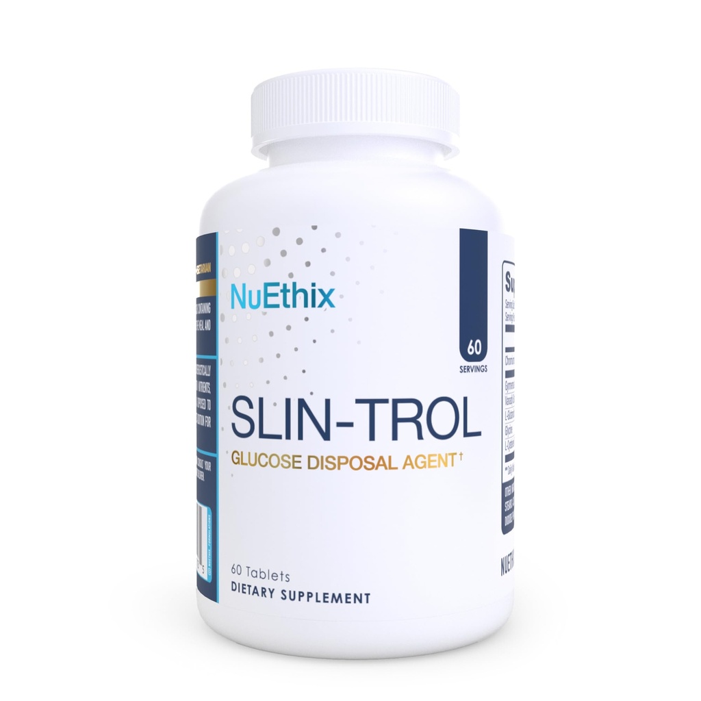 NuEthix Formulations SLIN-Trol, Glükoosi kõrvaldamisvahendi tabletid meestele ja naistele, toitainete eraldamise lisand kroompolünikotinaadiga, & glütsiin, efektiivne süsivesikute imendumine, mitte-GMO, 60 serveerimist