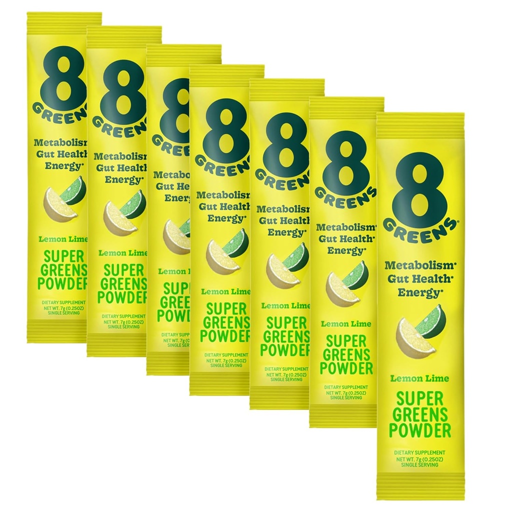 8Greens Super Greens Powder | Prebiootikumid ja probiootilised Blend Superfoods soolestiku tervise, ainevahetuse, Debloating, kiudainete, seedeensüümide, orgaanilised: Spirulina, Chlorella, Sidrunlubja, 7 Servings