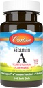 Carlson - A-vitamiin, 15000 RÜ Palmitaat (4500 mcg RAE), Visioon Tervis, Tervislik nahk, 240 Softgels