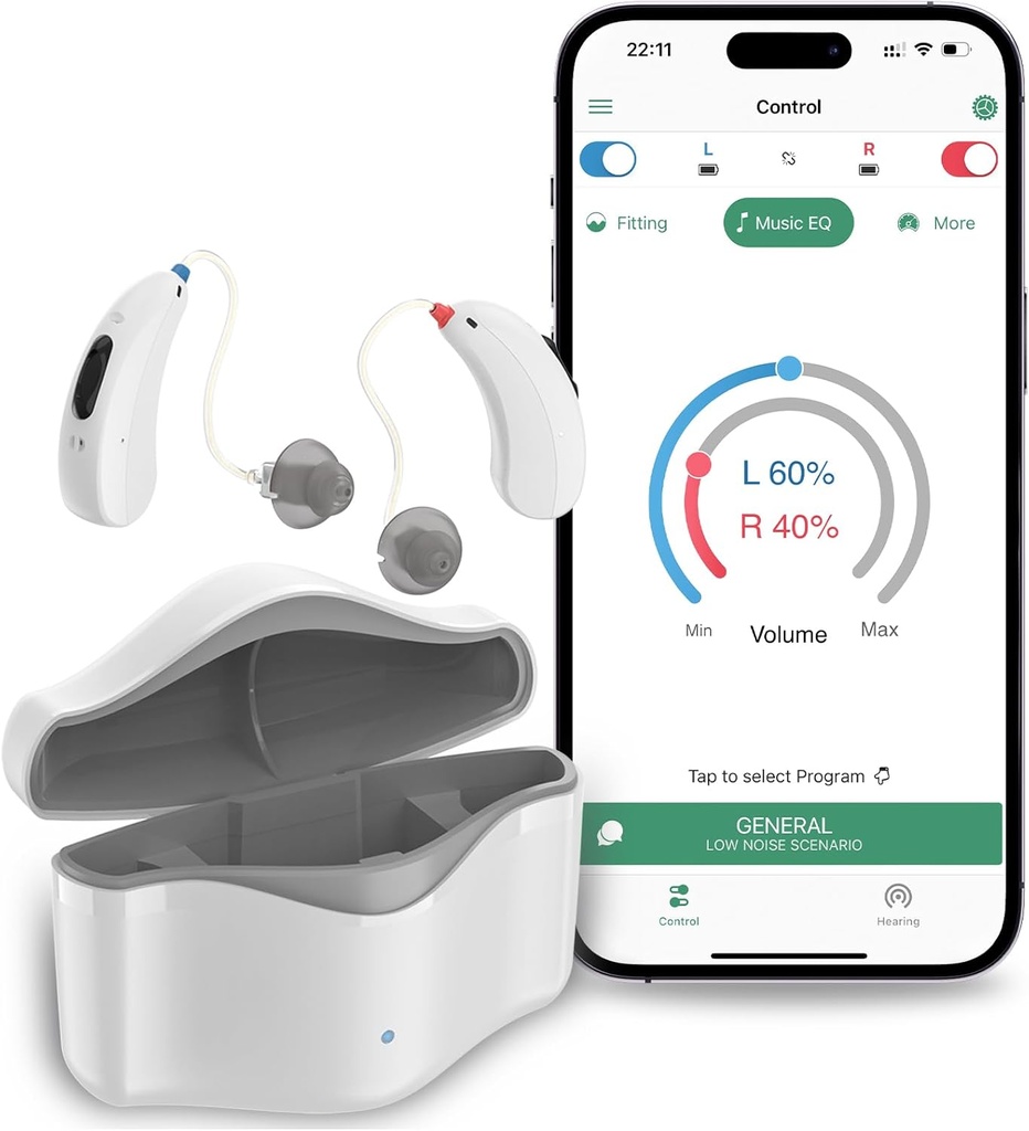Kuuldeaparaadid vanuritele taaslaetavad, RIC 16 Kanali kuulmisabi koos Bluetoothiga täiskasvanutele, vanemate kuuldeaparaadid nutika müra tühistamisega, digitaalne kuulmisabiseade koos APP kontrolliga, valge