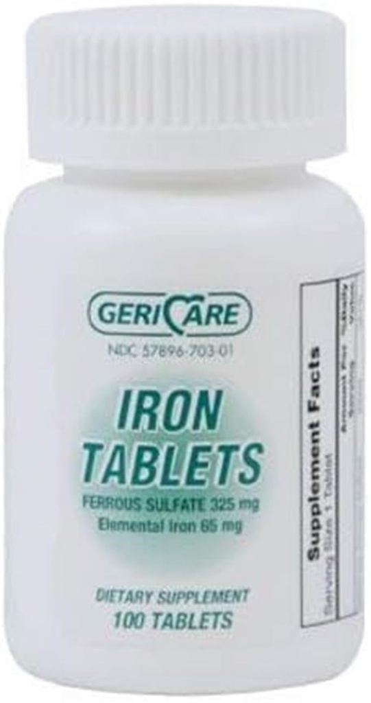 Geri Care 57896-0703-01 Raudsulfaat Roheline 325mg (Pack of 100)