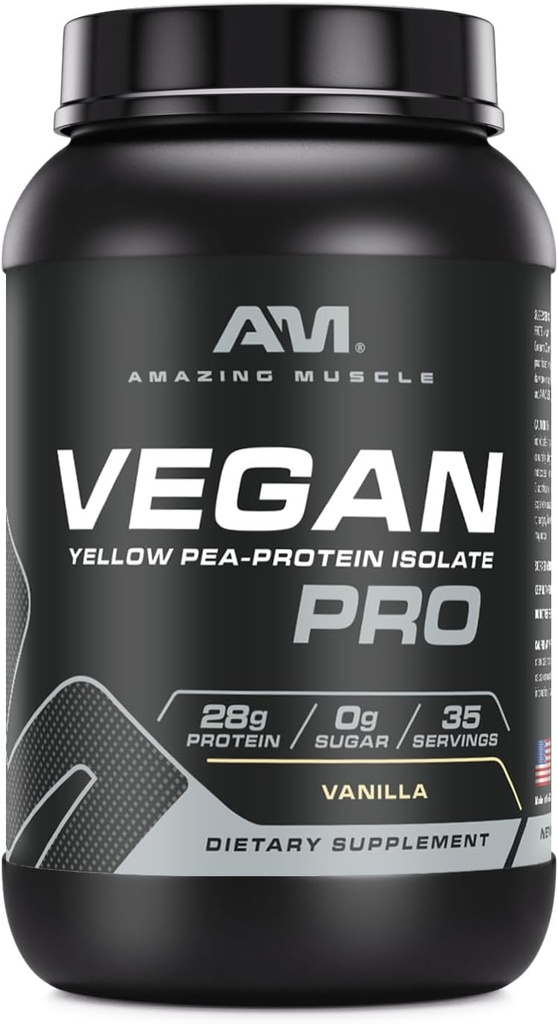 Amazing Lihased Vegan Valgupulber | 28 Grams Protein | 34 Servings | Zero Sugar | Yellow Herne Protein Isolate Supplement | Valmistatud USAs (3 Lb, Vanilla)