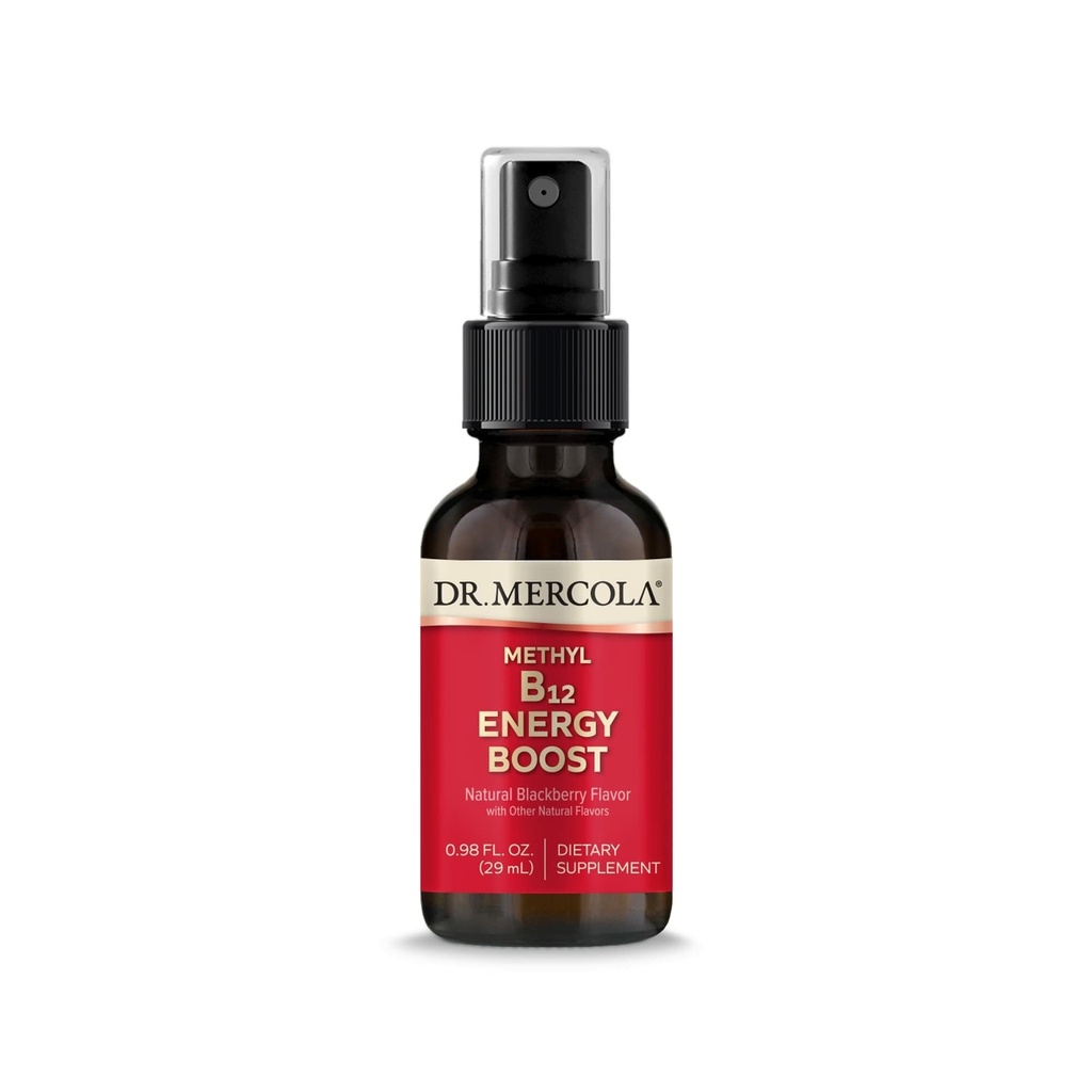 Dr Mercola Methyl B12 Energy Boost Spray, 0,98 Fl. Oz. (29 ml), 39 Servings, 1000 mcg Per Serving, Dietary Supplement, Toetab Vaimset Keskendumist, Non-GMO