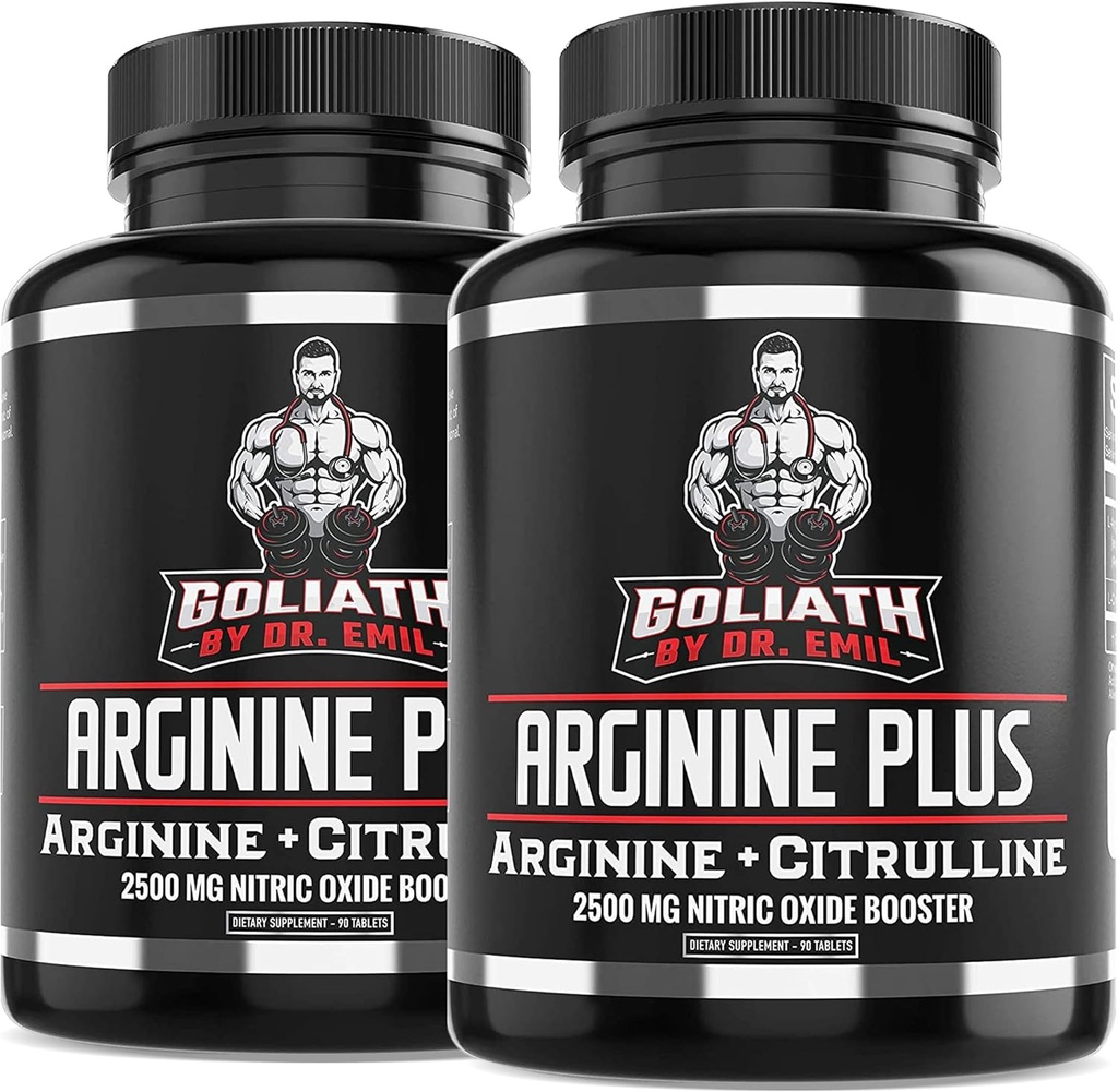 Dr Emil's ARGININE Plus - L Arginiin + L Tsitrulliin - 2500 MG suure annuse NO Booster tabletid - lämmastikoksiidi lisand vaskulaarsuse ja südame tervise jaoks (arginiin AAKG ja tsitrulliinmalaat 2:1)