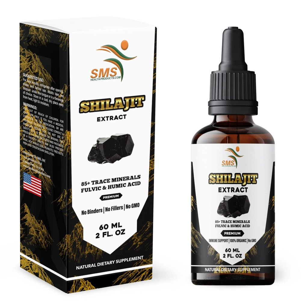 Shilajit Pure Himalayan (40% Fulvic Acid Supplement) (kõrge jälgede mineraalid, ei täiteaineid, toodetud USA) langeb | Alkoholivaba tinktuur | Taimne täiendus | Vegan | 2 Fl Oz