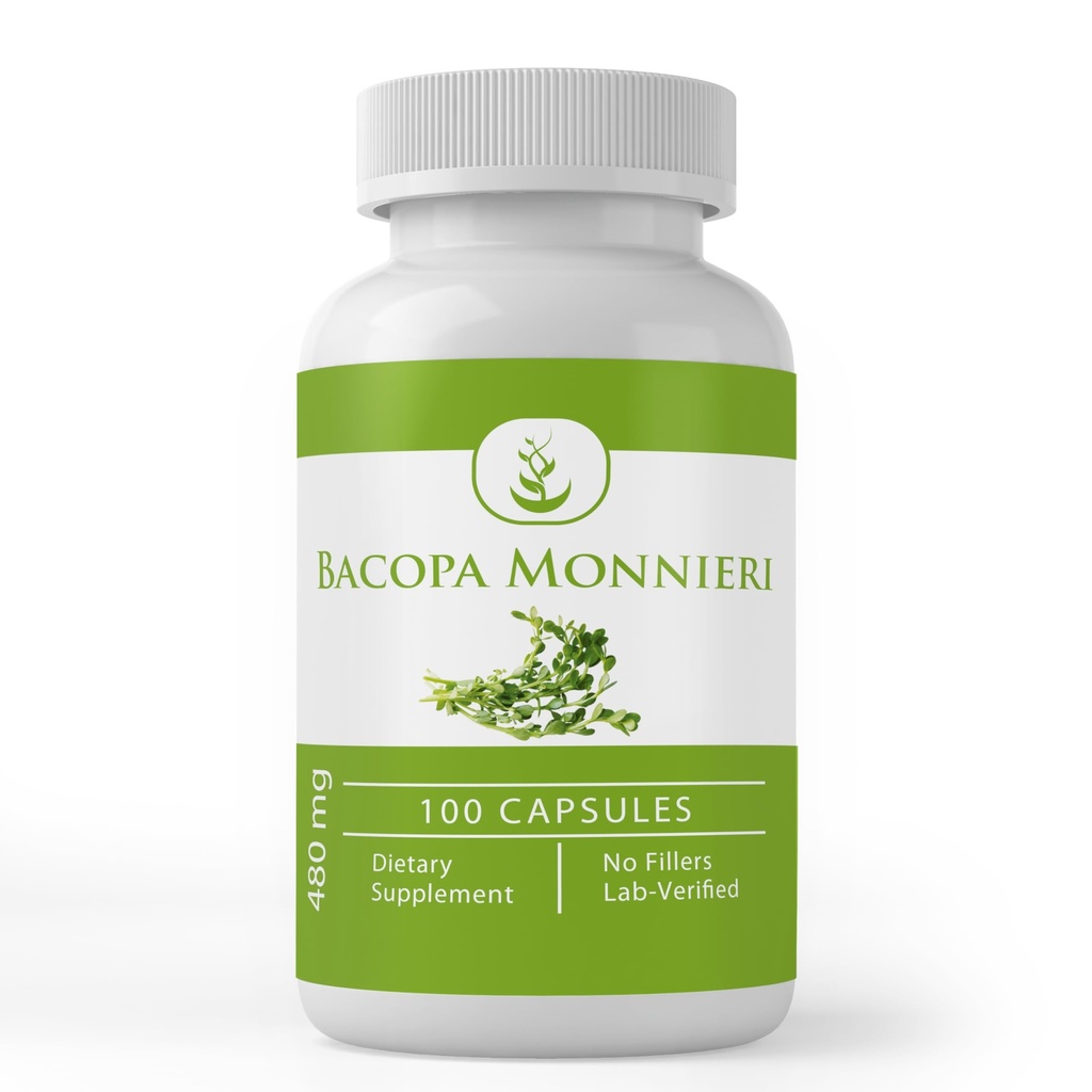 Puhas originaalkoostisosad Bacopa Monnieri (100 kapslit) Alati puhas, ei lisaaineid ega täiteaineid, Lab kontrollitud