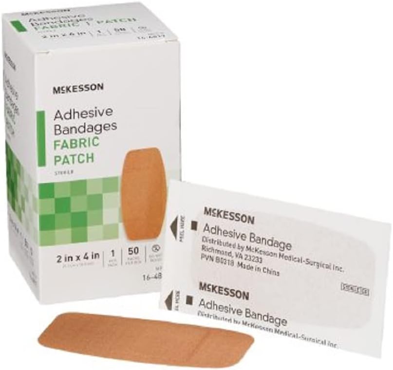McKesson Kleepuvad Bandages, Steriilne, Fabric Patch, 2 in x 4 in, 50 Count, 1 Pack