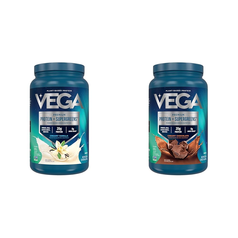 Vega valk ja rohelised Bundle, šokolaad + vanill (25 Servings iga) - taimse valgu pulber, Keto-sõbralik, gluteenivaba, Non Dairy, Vegan, Non Soy, Non GMO, Laktoosivaba