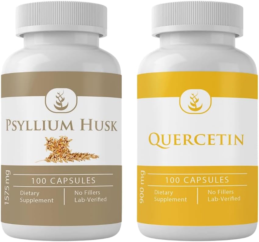 PÜHAD ORIGINAALSED KOOSTISOSAD Psyllium Husk & Quercetin Kapslikomplekt (iga 100 kapslit), Ei lisaaineid ega täiteaineid, Lab Kontrollitud