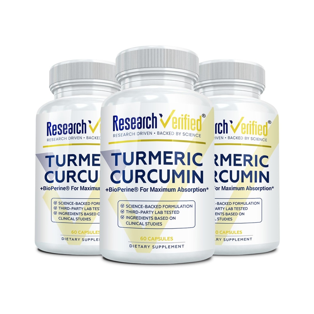 Uuring kontrollitud kurkumi kurkumiin - bioperiiniga, kurkumiin C3 kompleks - Vegan - valmistatud USA-s - 180 kapslit - valmistatud USA-s
