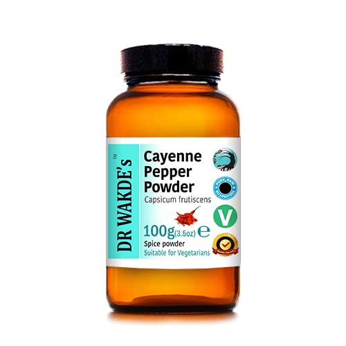 DR WAKDE's Cayenne Pepper Powder (Capsicum frutescens) - 100 g (3.5oz) | Puhas, toores ja kuivatatud pulber | Ayurvedic Herb | Vegan |