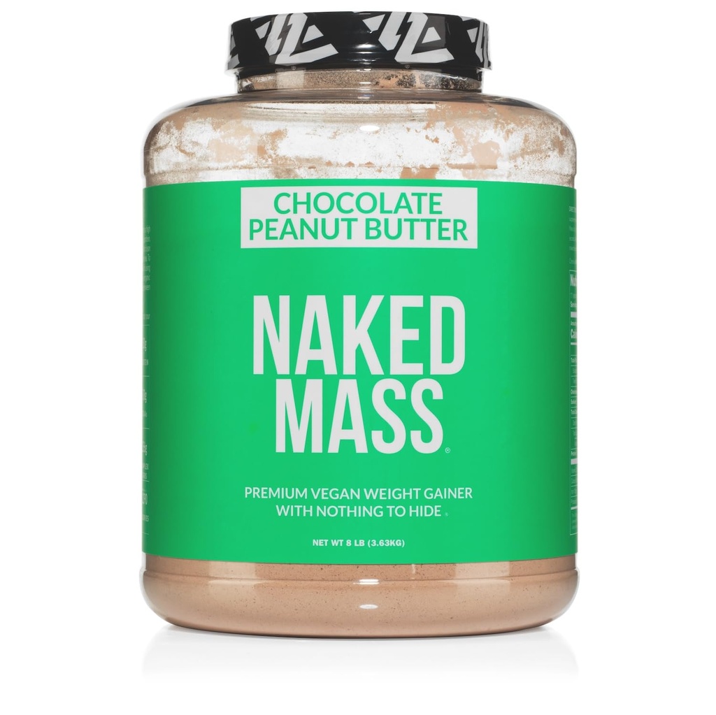 NAKED Vegan Mass - Šokolaad Maapähklivõi - 1290 kalorit, midagi kunstlikku, kõik looduslik šokolaad PB Kaal Gainer Valgupulber, Non-GMO, Soja & Gluteenivaba - 8LB Bulk - 11 Servings