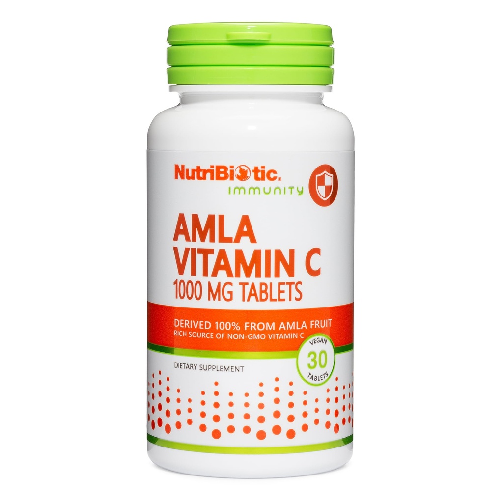 NutriBiotic Amla Vitamiin C, 30 Tabs | Rikkalik mitte-GMO, looduslik C-vitamiin antioksüdantide ja kollageeni tugi | 100% India karusmarjast | Vegan & Gluteenivaba